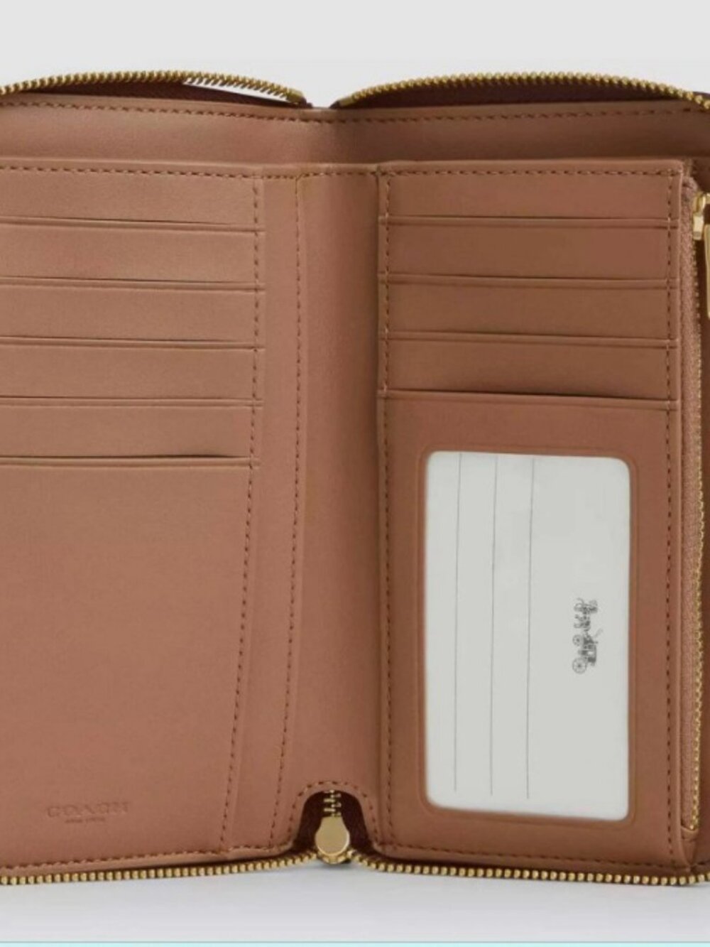 Coach Women's Zip Wallet Signature Canvas Medium Id Gold/Tan/Brown CW781 BRN - Picture 3 of 3
